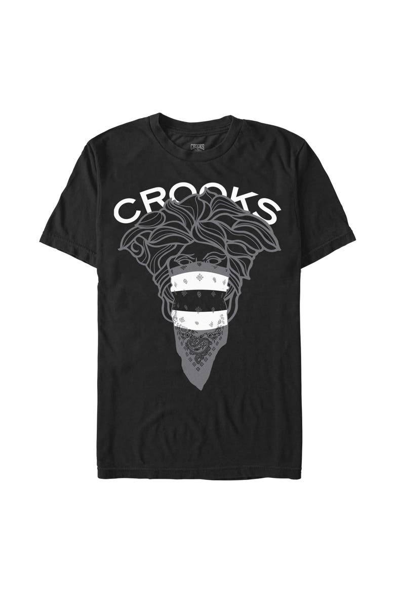 Men's Crooks & Castles Medusa Black and White Effect Graphic T-Shirt, Main, color, Black
