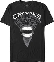 Crooks & Castles Men's Crooks & Castles Medusa Black and White Effect  Graphic T-Shirt