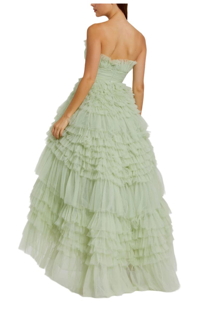 Mac Duggal Strapless Tulle Ruffle Ballgown, Alternate, color, Sage