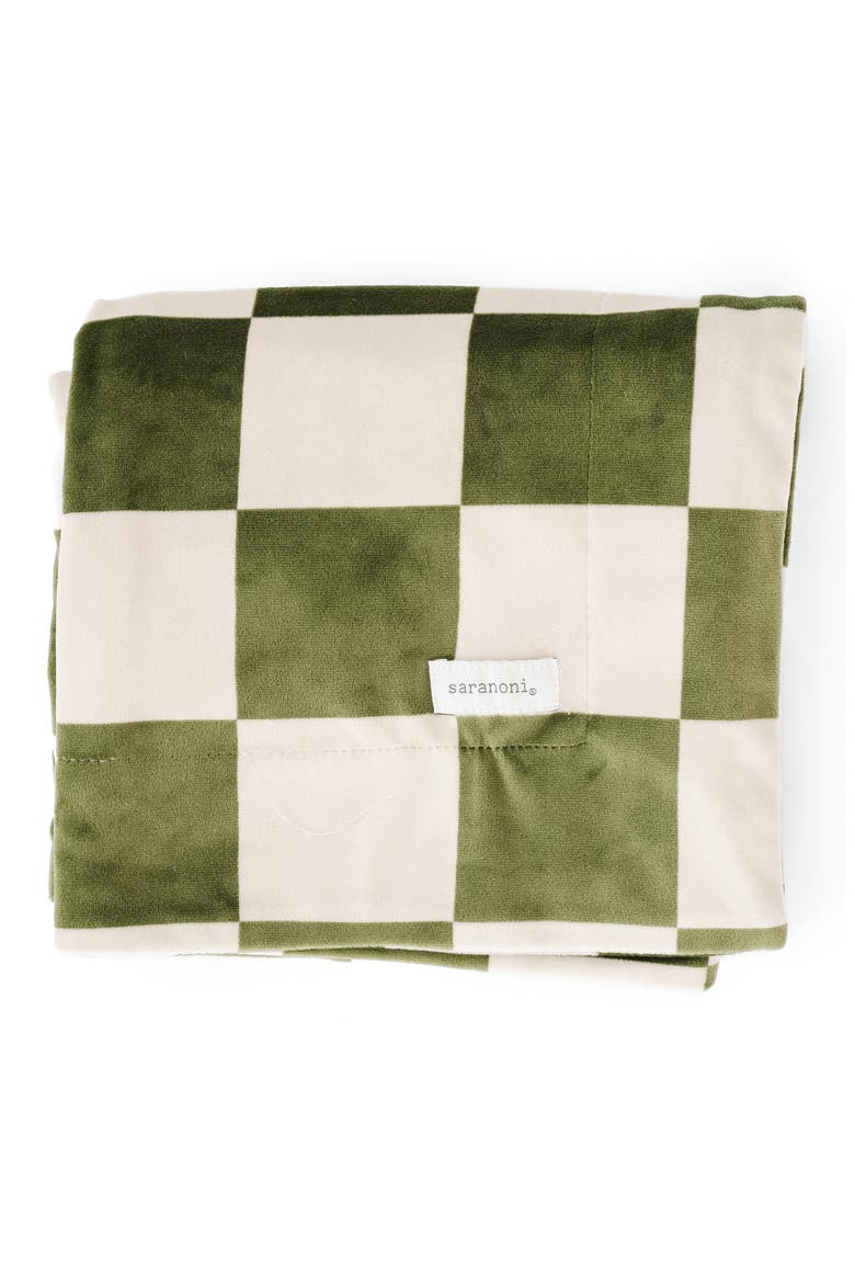 Minky Stretch Blanket, Main, color, OLIVE CHECKERED