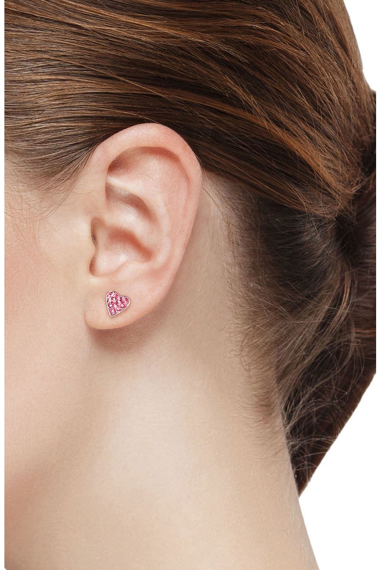 Kids' Crystal Heart Stud Earrings, Alternate, color, PINK