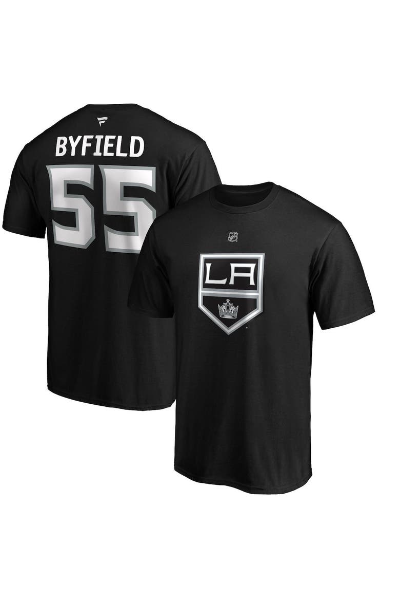 Men's Fanatics Branded Quinton Byfield Black Los Angeles Kings Authentic Stack Name & Number T-Shirt, Alternate, color, Black