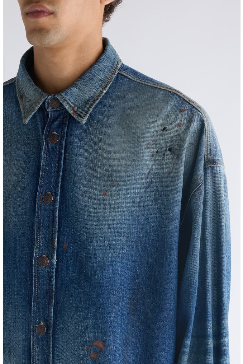Setar Trafalgar Distressed Denim Button-Up Shirt, Alternate, color, MID BLUE