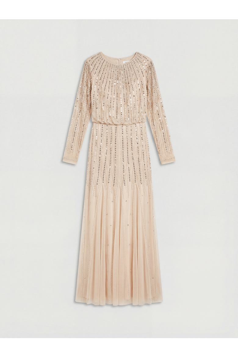 Long Sleeve Maxi Dress, Alternate, color, Champagne