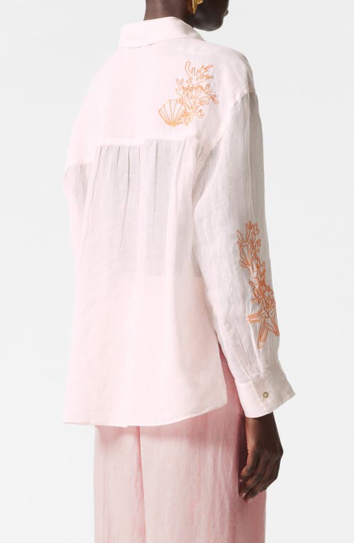 & Other Stories Embroidered Sheer Button-up Shirt In Pink