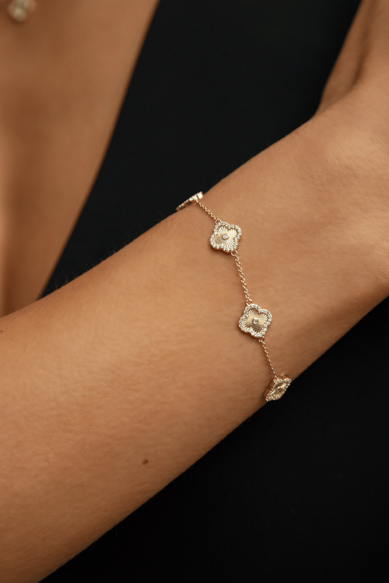 Mini Icon Clover Bracelet, Alternate, color, Gold
