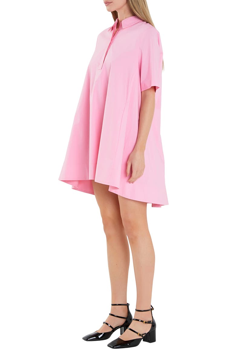 Trapeze Cotton Shirtdress, Alternate, color, PINK