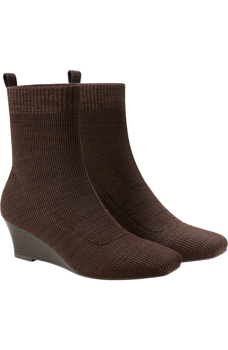 VIVAIA Margot Wedge Bootie Square-Toe Water-Repellent Boots, Main, color, Dark Chocolate