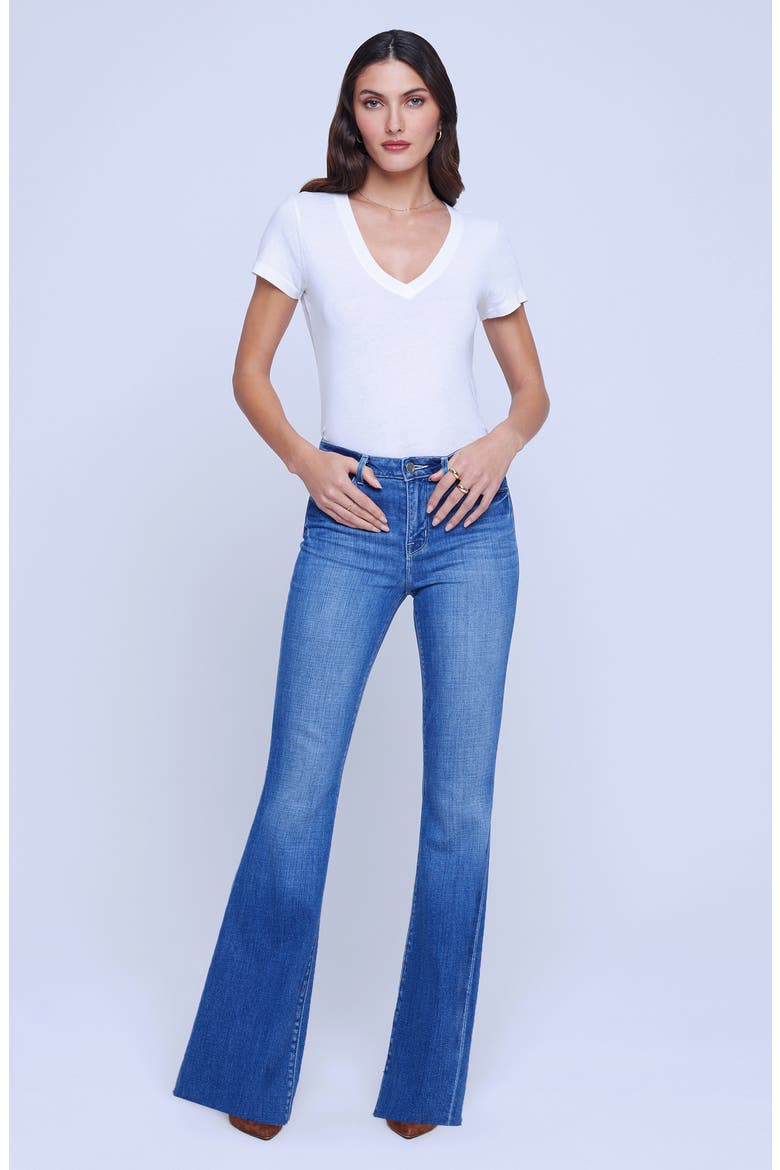 Sera High Waist Flare Jeans, Alternate, color, BORDELLO