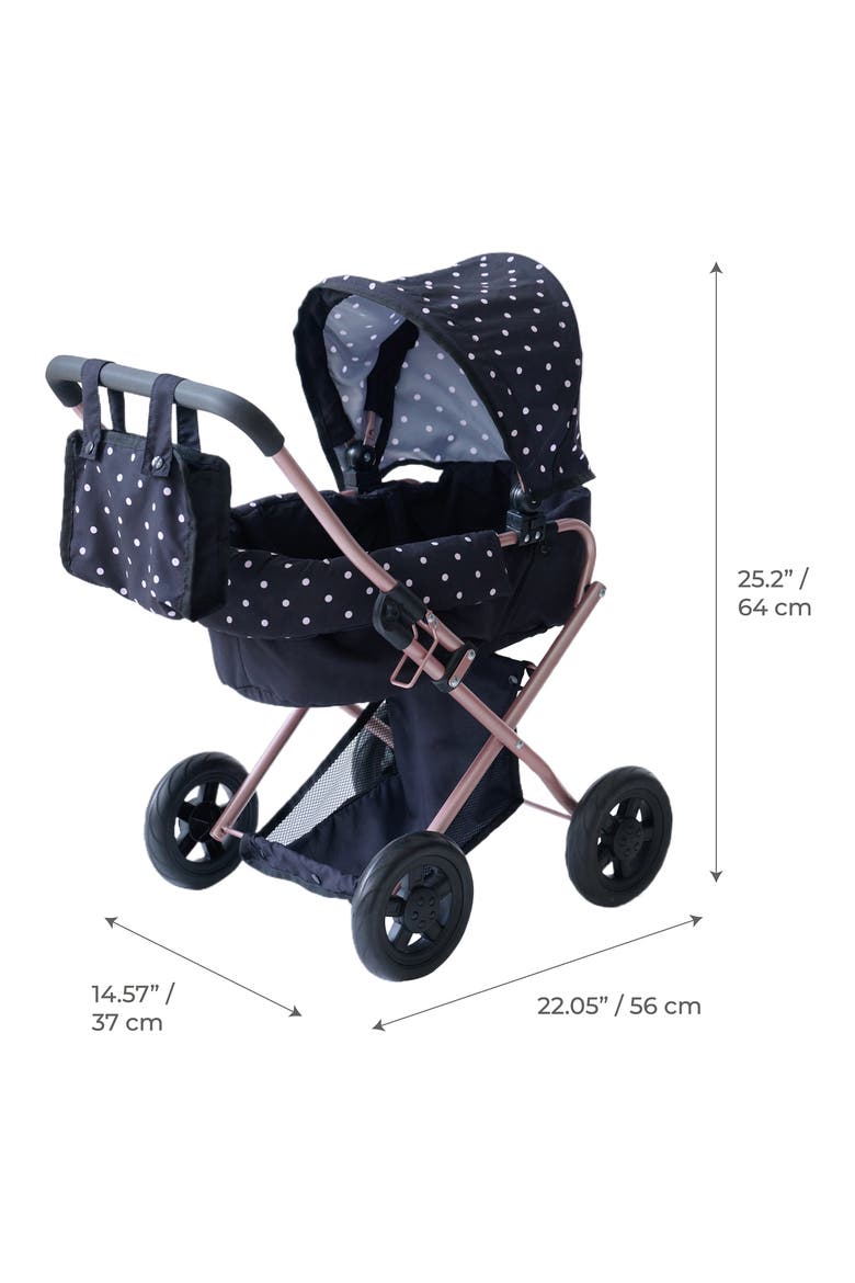 Olivia's Little World Polka Dot Convertible Baby Doll Stroller, Alternate, color, BLACK