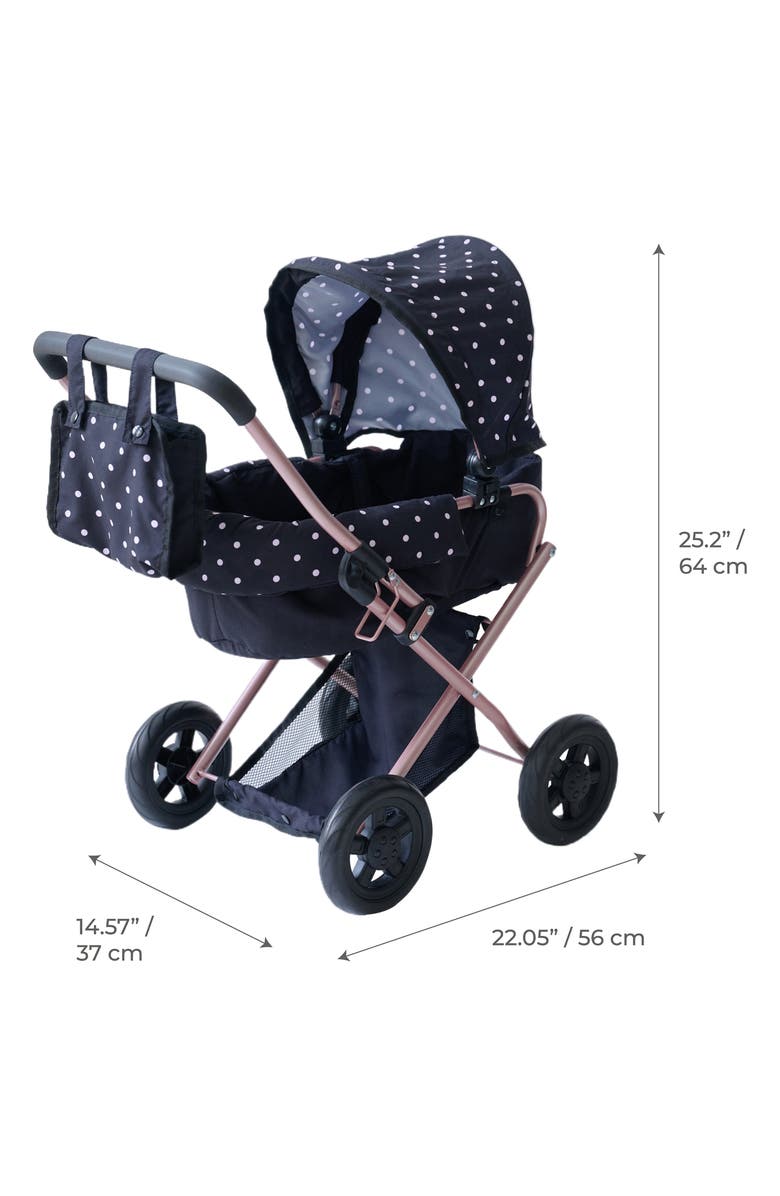 Teamson Kids Olivia's Little World Polka Dot Convertible Baby Doll Stroller, Alternate, color, Black