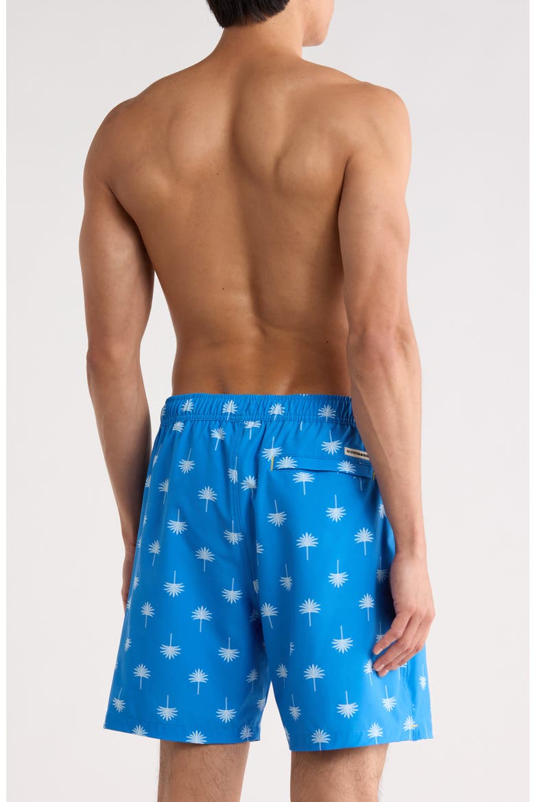 Palm Tree Print Swim Trunks, Alternate, color, CAMPANULA