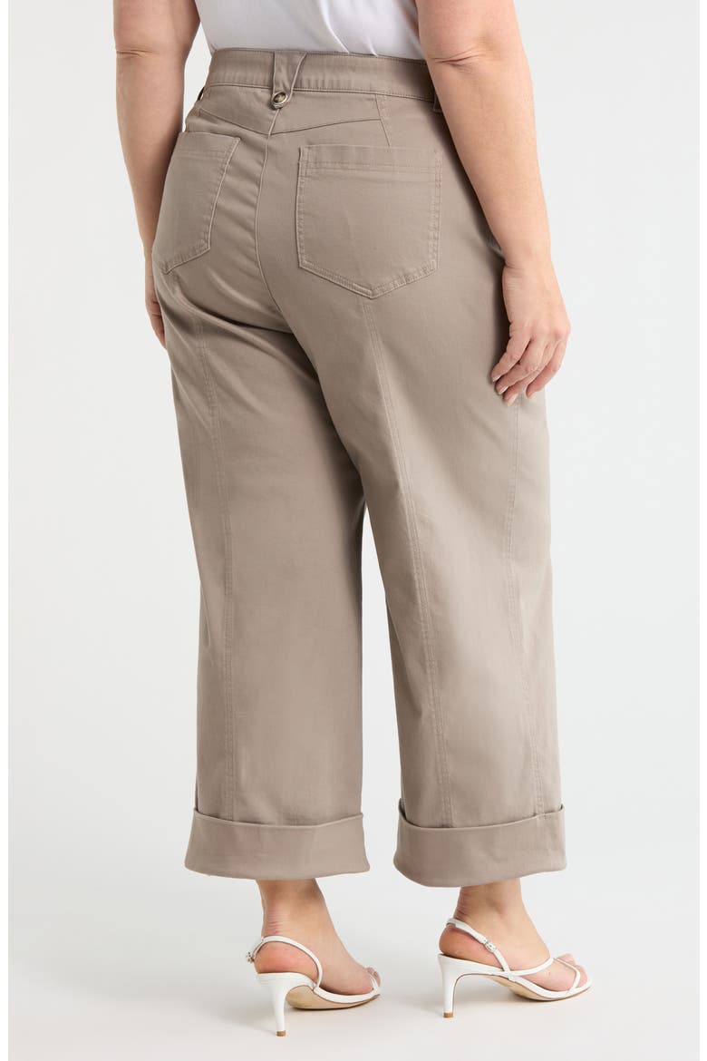 Skyrise Exposed Button Cuffed Wide Leg Twill Pants, Alternate, color, MOONROCK