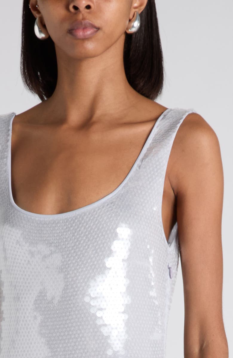 Bottega Veneta Scoop Neck Sleeveless Sequin Gown, Alternate, color, Grey