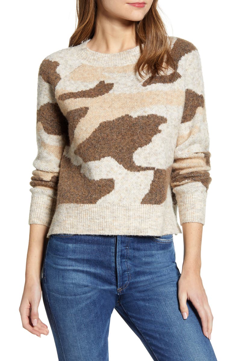 RD Style Camo Jacquard Crewneck Sweater, Main, color, 