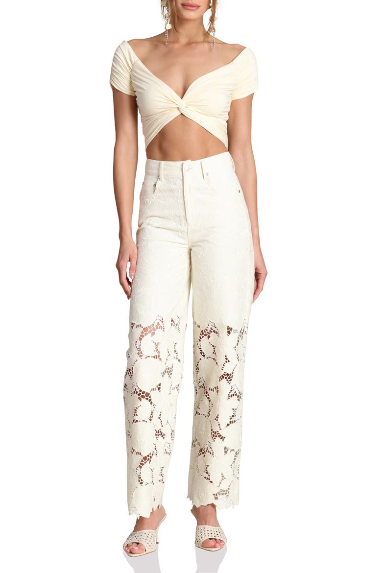 Off the Shoulder Crop Top, Alternate, color, CREAM