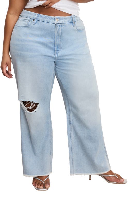 Good American Weightless Good Skate Wide Cropped Jeans In Indigo959 In Blue
