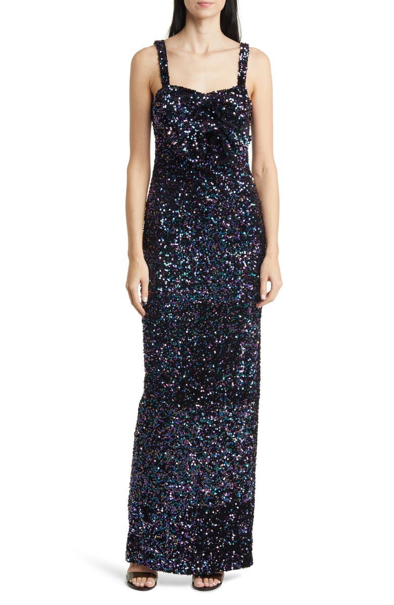 Black Halo Milayla Sequin Column Gown, Main, color, 