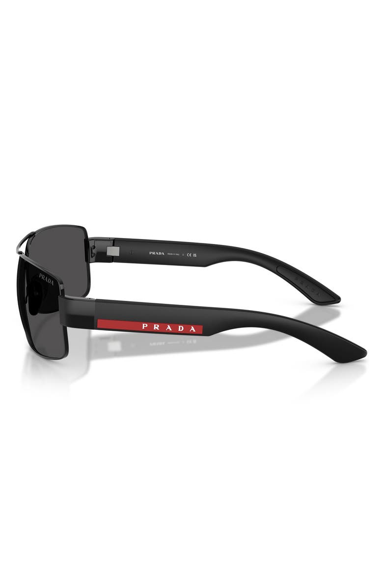 Prada Linea Rossa 65mm Shield Sunglasses, Alternate, color, Black / Dark Grey