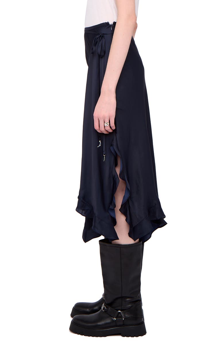 Zadig & Voltaire Jeto Satin Midi Skirt, Alternate, color, Encre