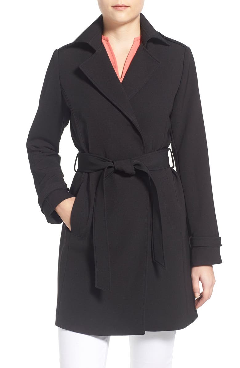 Tahari T Tahari Crepe Trench Coat, Main, color,