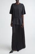 Haikure Joopy Drawstring Waist Mixed Media T-Shirt Dress