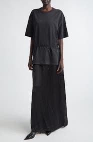 Haikure Joopy Drawstring Waist Mixed Media T-Shirt Dress