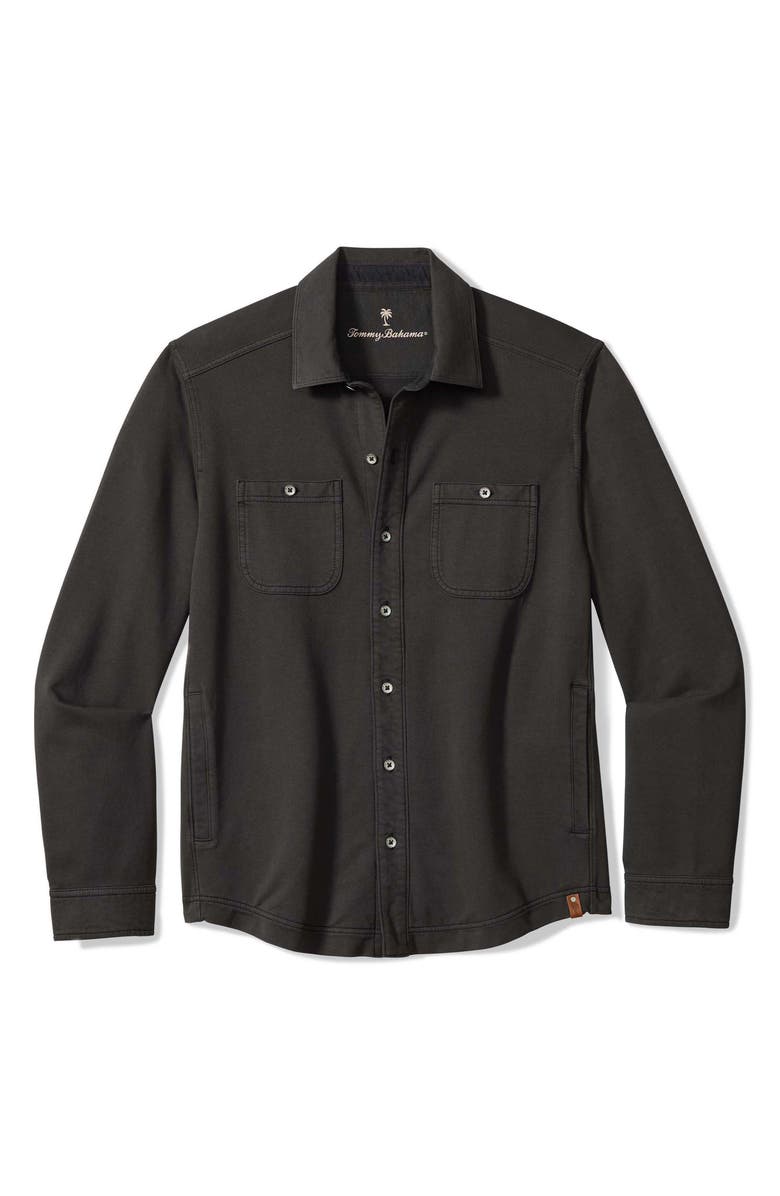 Tommy Bahama Ben & Terry Shirt Jacket, Main, color, Coal