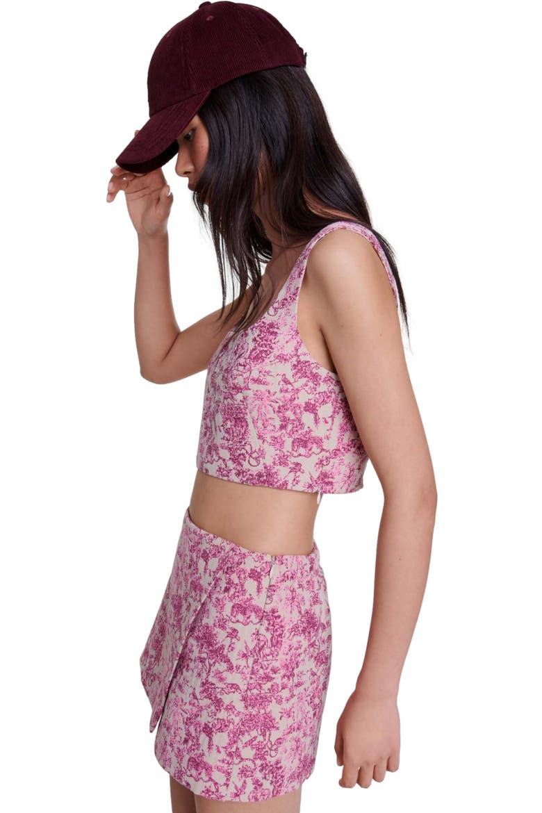 Layered shorts, Alternate, color, Pink jungle canvas