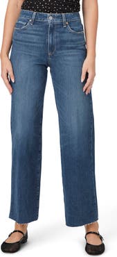 PAIGE Anessa High Waist Raw Hem Wide Leg Jeans