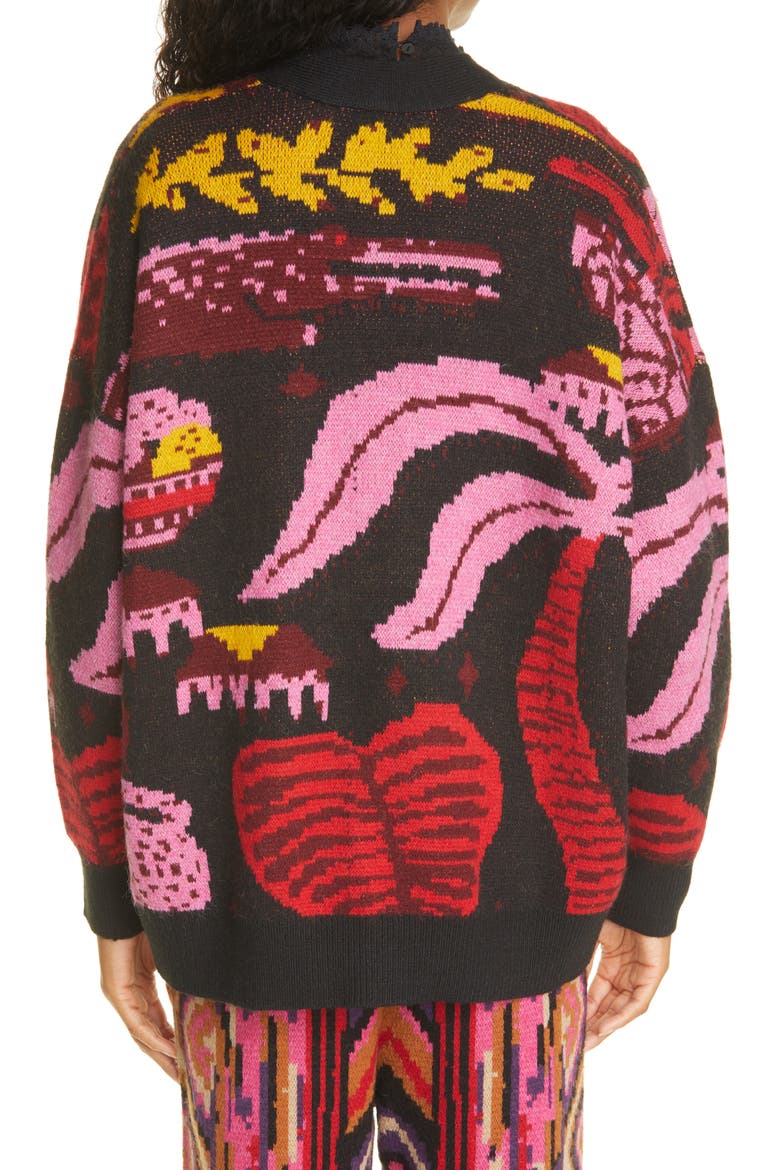 Black Tropical Magic Cardigan, Alternate, color, BLACK