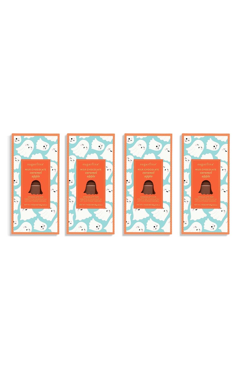 sugarfina Ghost Set of 4 Milk Chocolate Caramel Apple Bars, Main, color, 