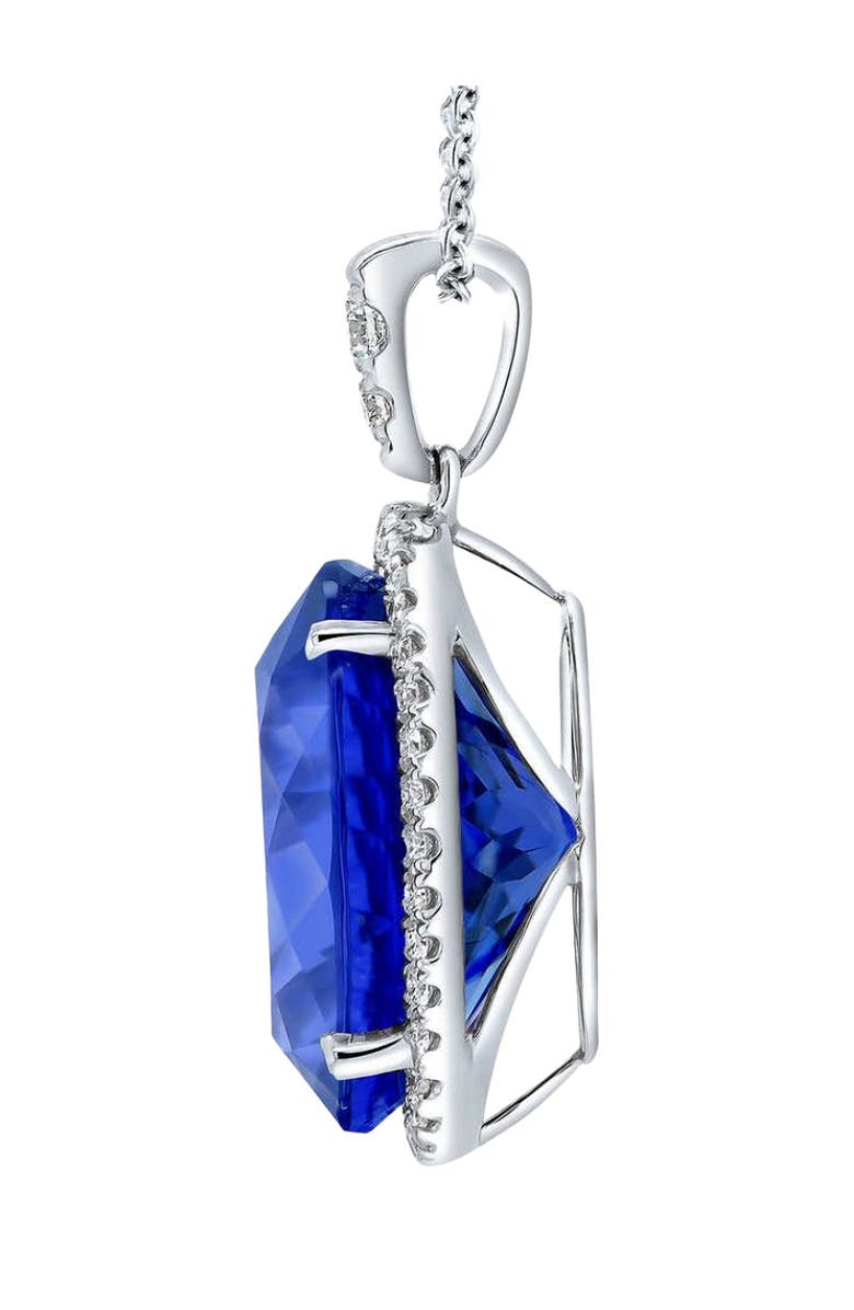 Bliss Diamond 5 Ct TW Oval Tanzanite & Lab Grown Diamond Halo Pendant 14k Gold Necklace, Alternate, color, 14K White Gold