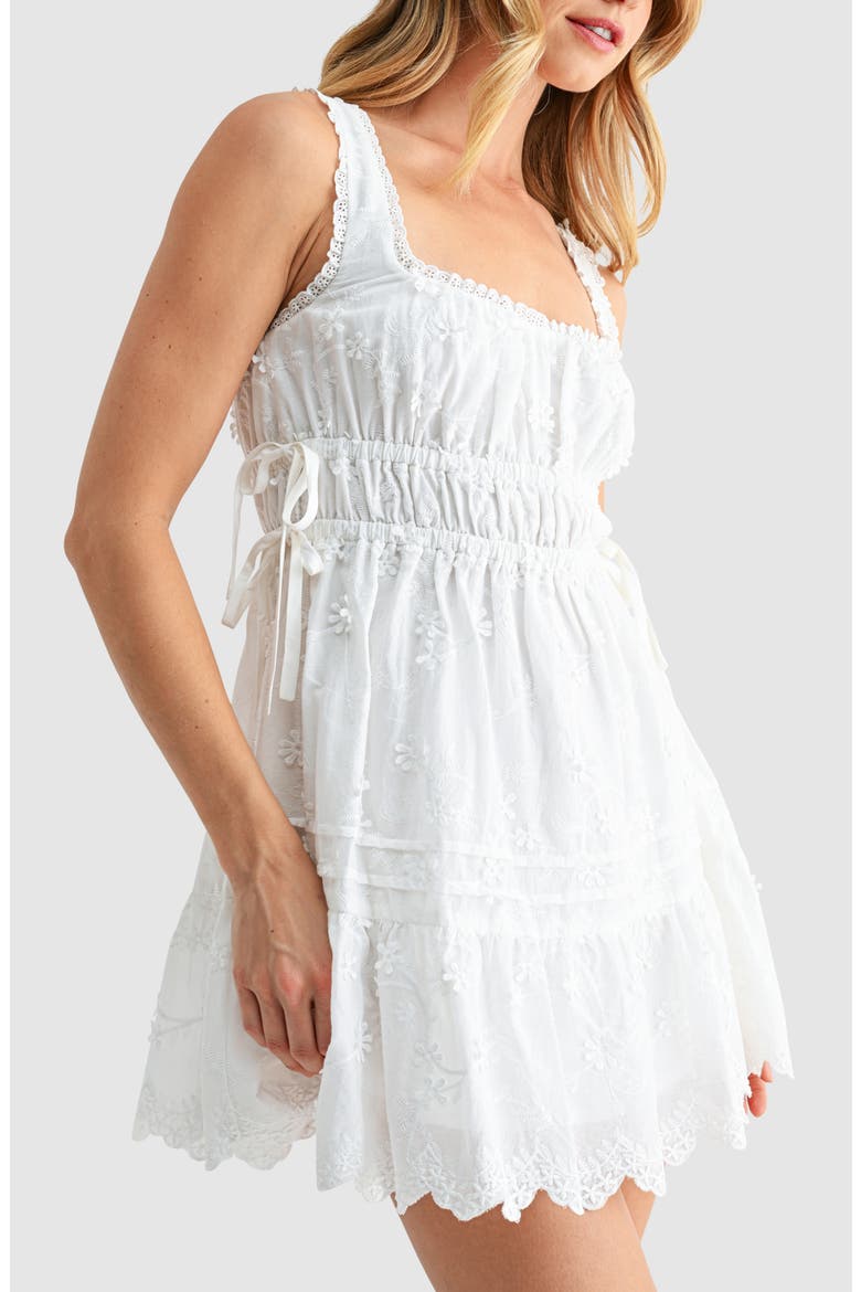 3D Floral Embroidered Minidress, Alternate, color, WHITE