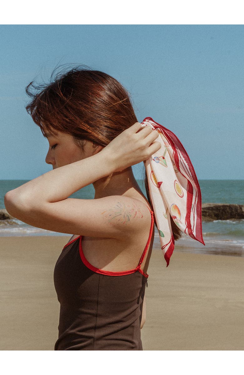 Lost Pattern NYC "Happy Hour" Silk Bandana, Alternate, color, Martini Pink