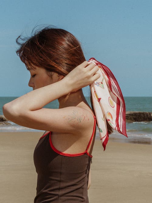 Lost Pattern Nyc "happy Hour" Silk Bandana In Neutral