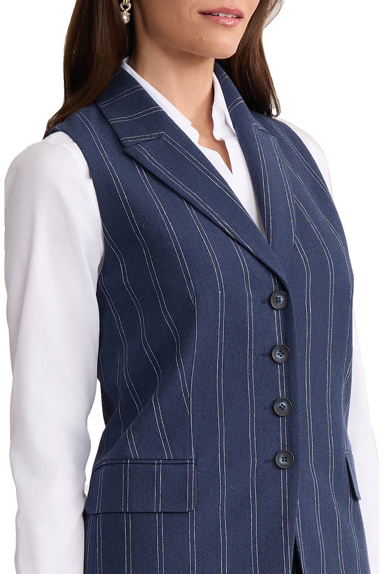 Pinstripe Linen & Cotton Vest, Alternate, color, PACIFIC NAVY/ NATURAL WHITE