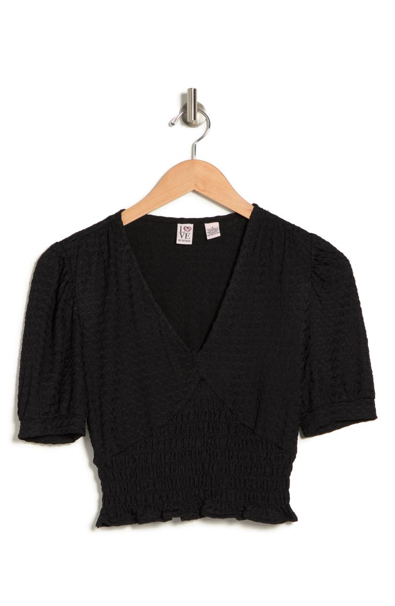 Love By Design Elina Short Sleeve Smocked Crop Top, Alternate, color, 