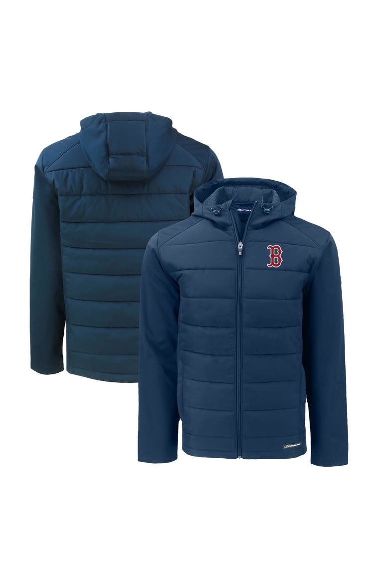 Men's Cutter & Buck Navy Boston Red Sox Evoke Hybrid Eco Softshell Recycled Full-Zip Hoodie, Alternate, color, Navy