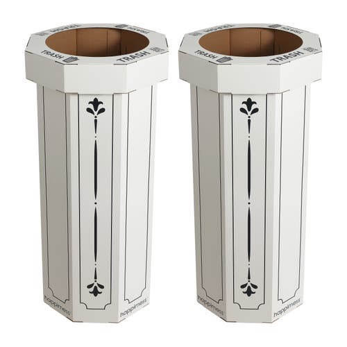 Happimess Fleur 25-gallon Classic Disposable Corrugated Cardboard Event Trash Can And Recycling Bin In White