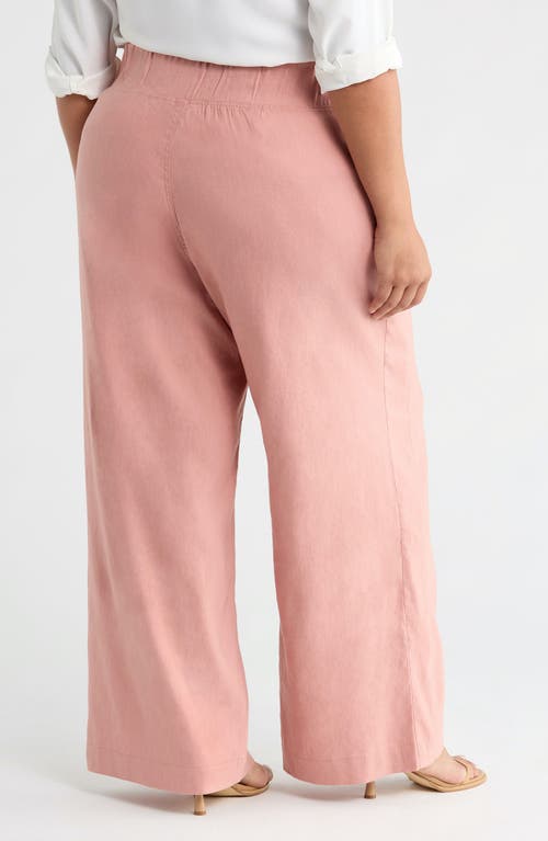See Rose Go Multitasker Linen Blend Wide Leg Plus Size Pant In Pink