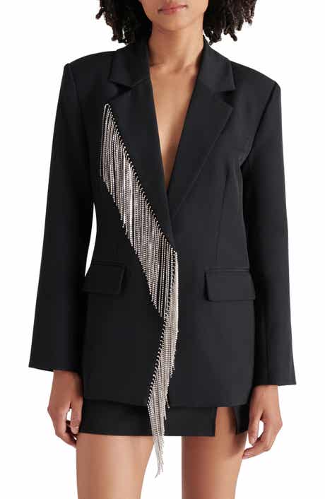 Steve Madden Nellie Rhinestone Fringe Blazer