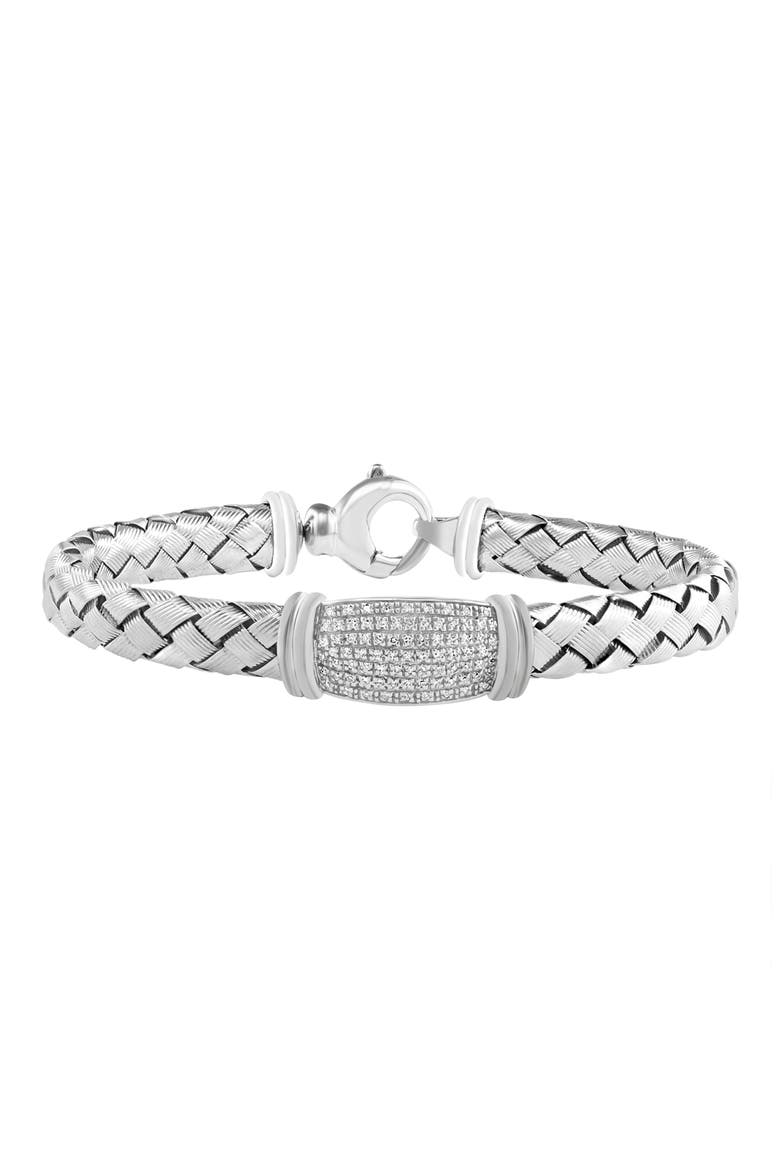 Sterling Silver Diamond Braided Bracelet, Main, color, SILVER