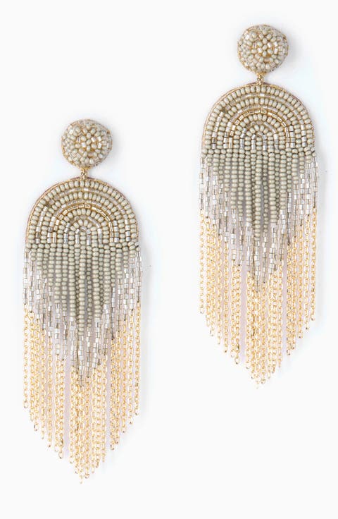 Circe Beaded Fringe Drop Earrings