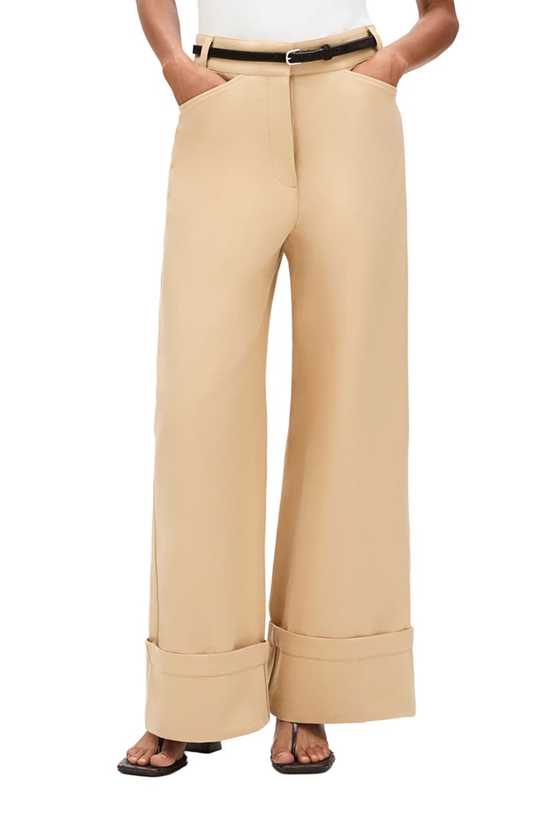 Another Tomorrow Wide Cuff Pant, Main, color, Khaki