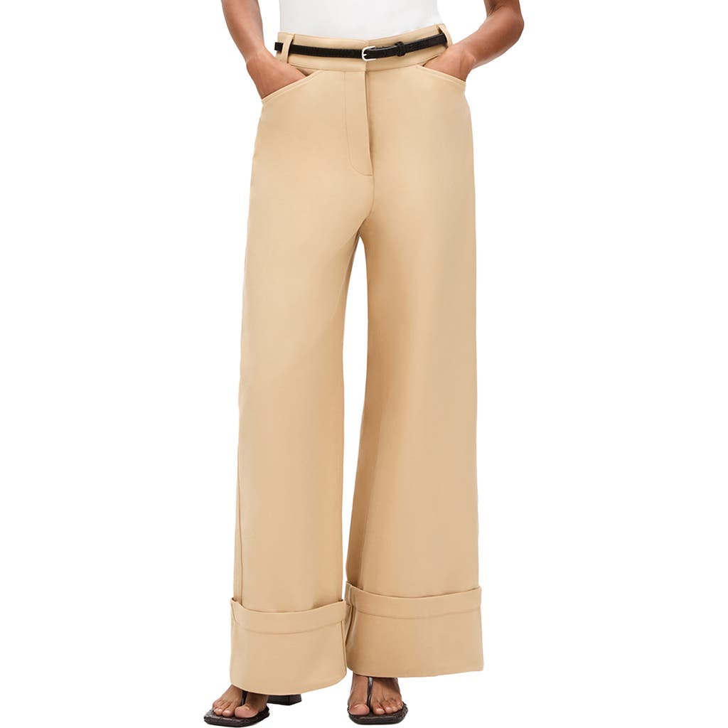 Another Tomorrow Wide Cuff Pant In Neutral