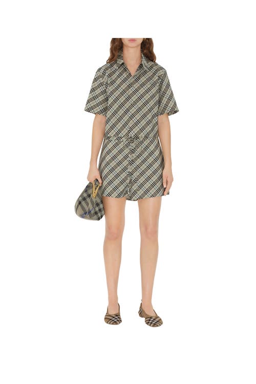 Burberry Beige Check Cotton Pyjama Shorts In Husk