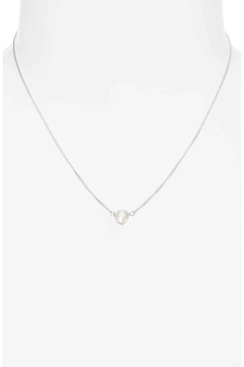 Keishi Pearl Drop Necklace, Alternate, color, SILVER