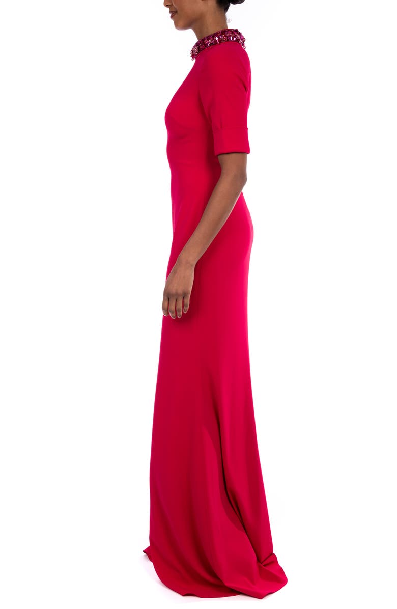 Badgley Mischka Collection Badgley Mischka Beaded Neck Trumpet Gown, Alternate, color,