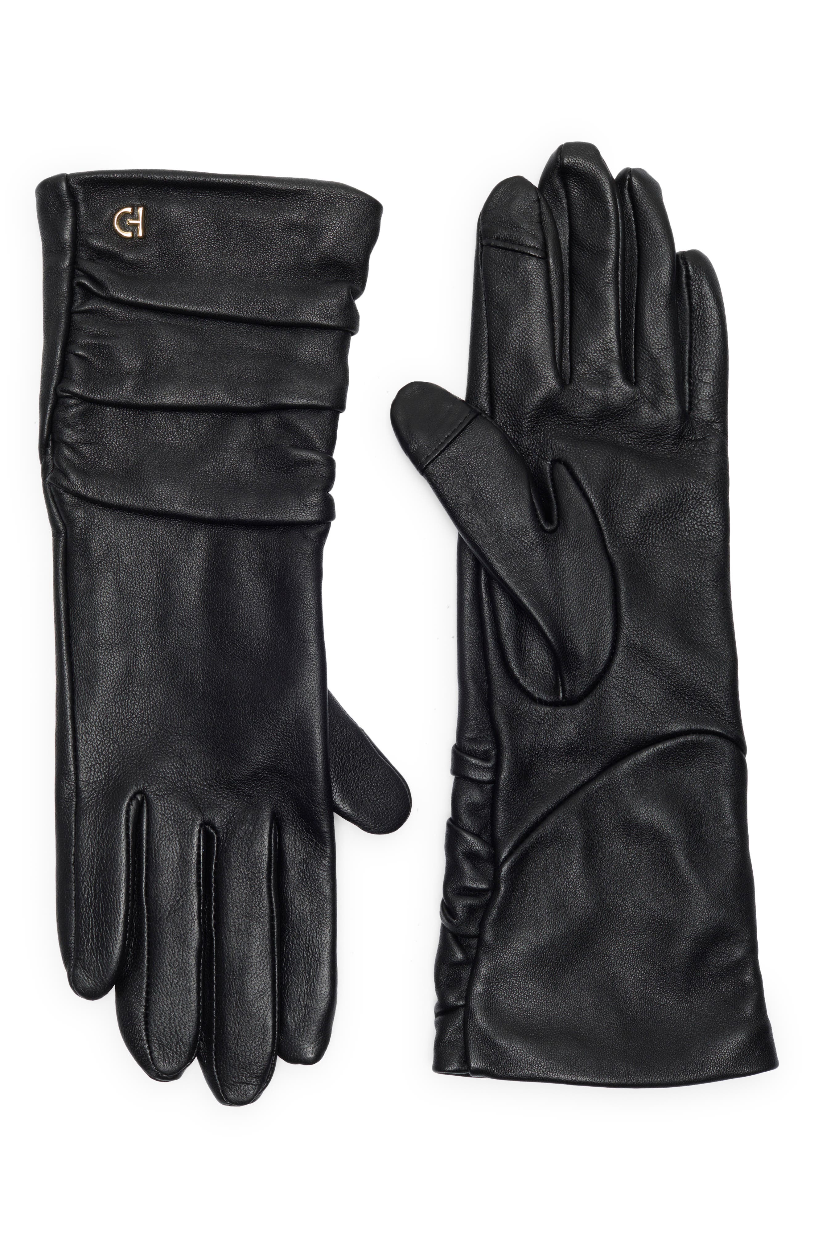 Cole Haan Ruched Leather Gloves